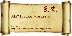 Bölcsics Korinna névjegykártya